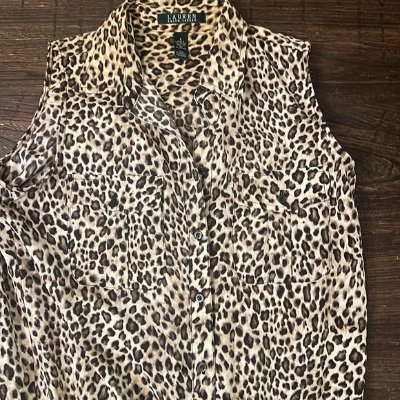 LAUREN RALPH LAUREN LEOPARD PRINT SLEEVELESS DRAWSTRING WAIST JUMPSUIT SIZE 4 - Picture 4 of 11